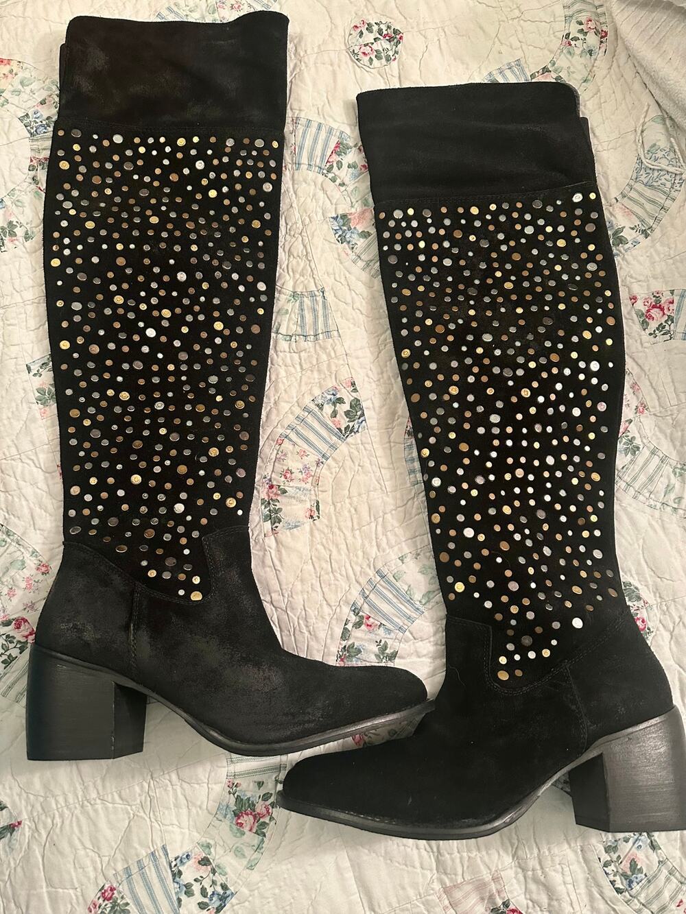 NEW $330 ANTHROPOLOGIE SEY OTK STUDDED SUEDE BOHO ROCK & ROLL WESTERN BOOTS 8